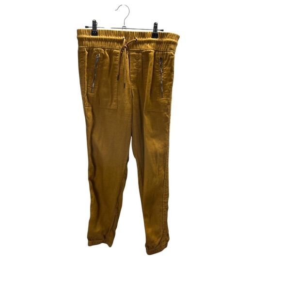 Athleta Pants Women's Size 2 Yellow Cabo 100% Linen Jogger Zipper Pockets - Picture 1 of 7